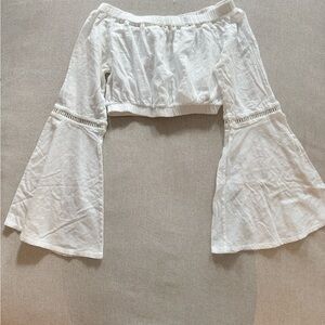 White Off-Shoulder Bell Sleeve Top